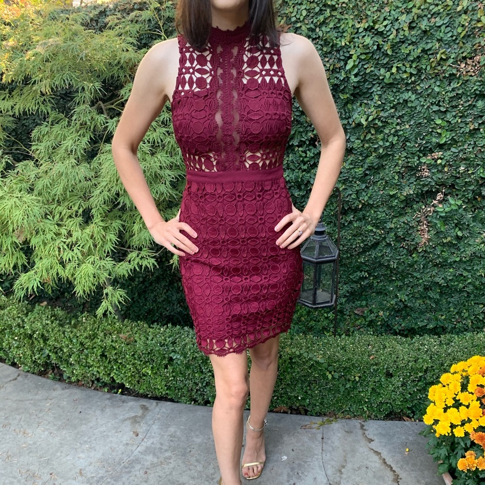 ASTR BURGUNDY lace dress